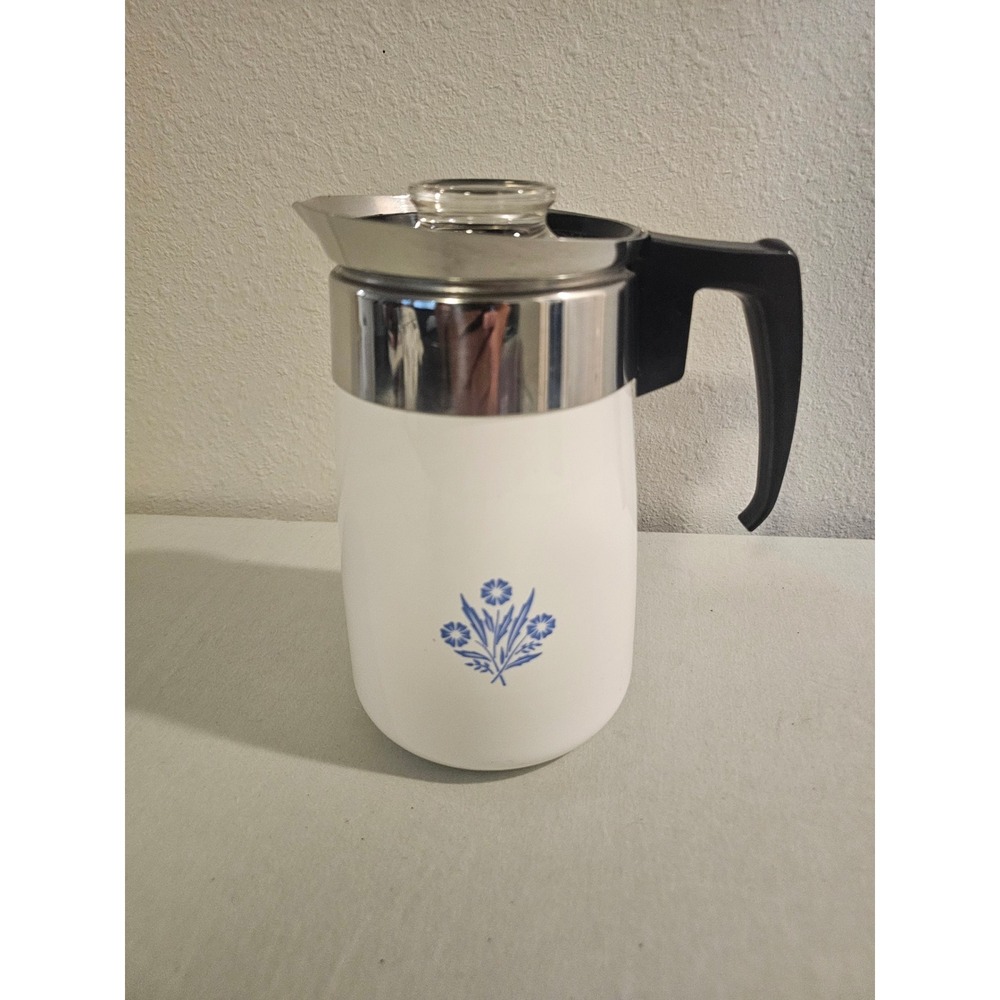 Corning Ware 6 Cup Coffee Percolator Blue Cornflower Vintage